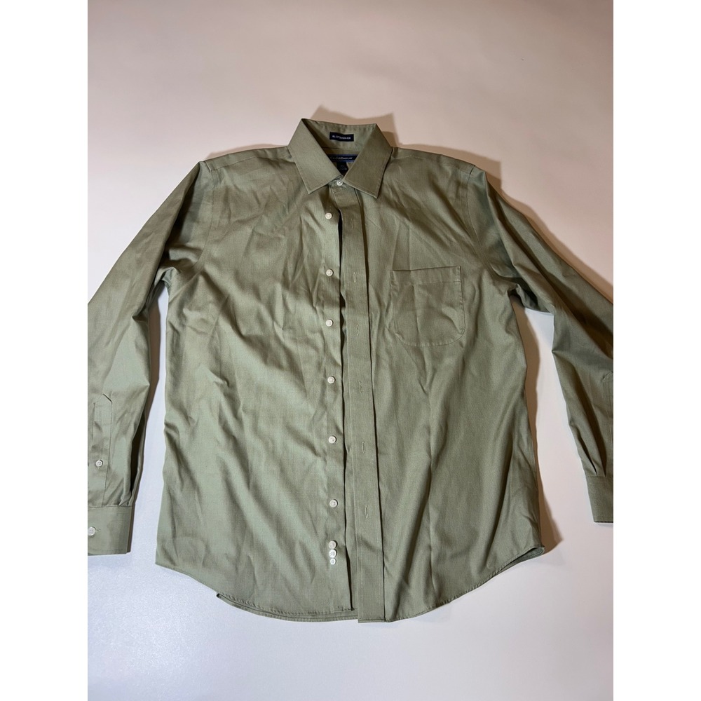 Croft & Barrow Button Down Shirt Men's 16 34/35 Green Non-Iron Cotton